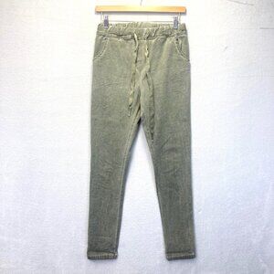 Tina Stephens Jogger Pants Womens Small Green Drawstring Elastic Italy Grunge